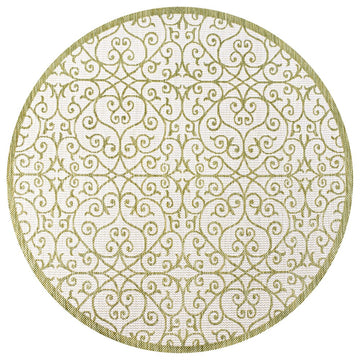 Madrid Vintage Filigree Textured Weave Indoor/outdoor Round Rug